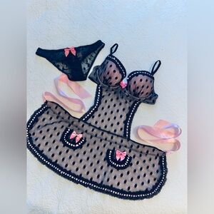 Victoria’s Secret Sexy Little Things  2 Pc Apron French Stripe Panty Set